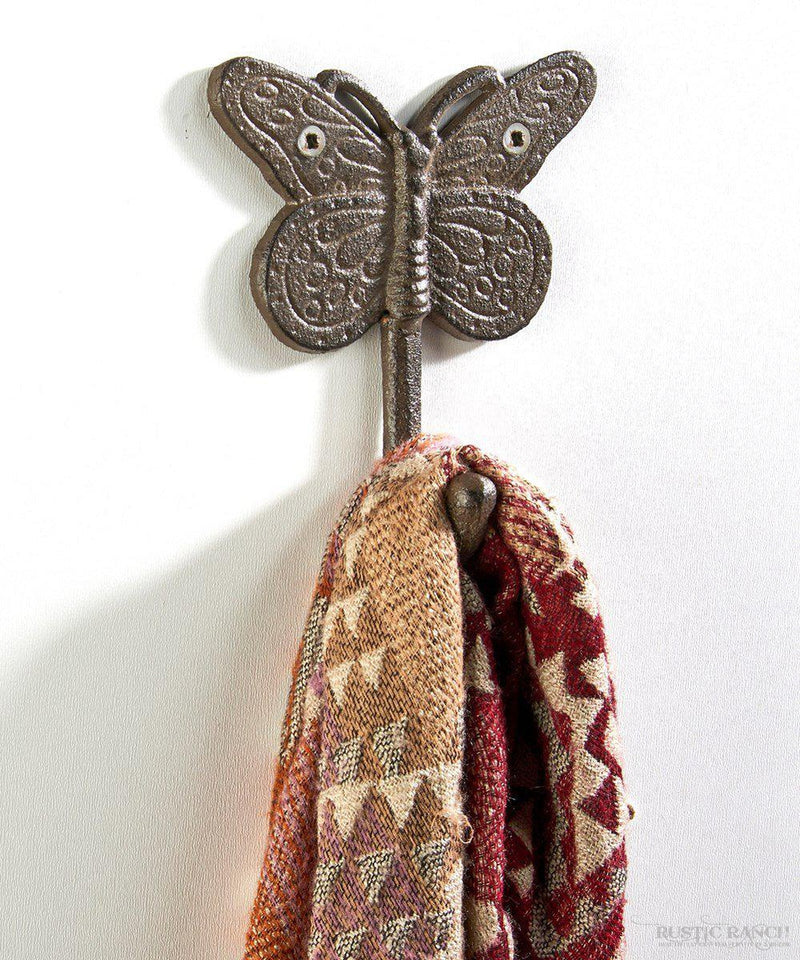 BUTTERFLY CAST IRON HOOKS - THREE COLOURS-Rustic Ranch