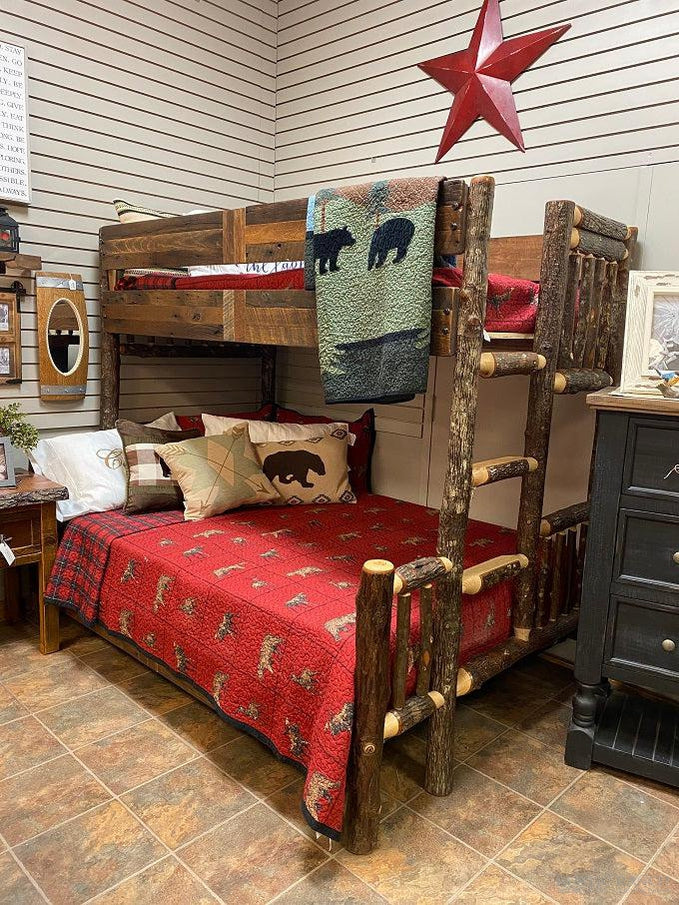 Hickory Double/Single Bunk Bed-Rustic Ranch