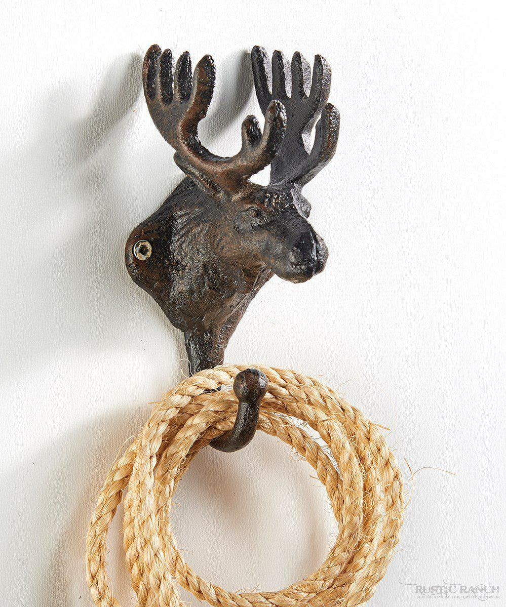 MOOSE HEAD CAST IRON HOOK - THREE COLOURS – Rustic Ranch Furniture