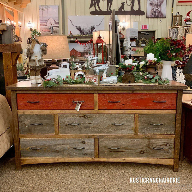 GOLDFIELD SEVEN DRAWER DRESSER-Rustic Ranch