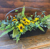 LARGE PINE TOTE TRAY WITH CURVED HANDLE - BLACK-Rustic Ranch