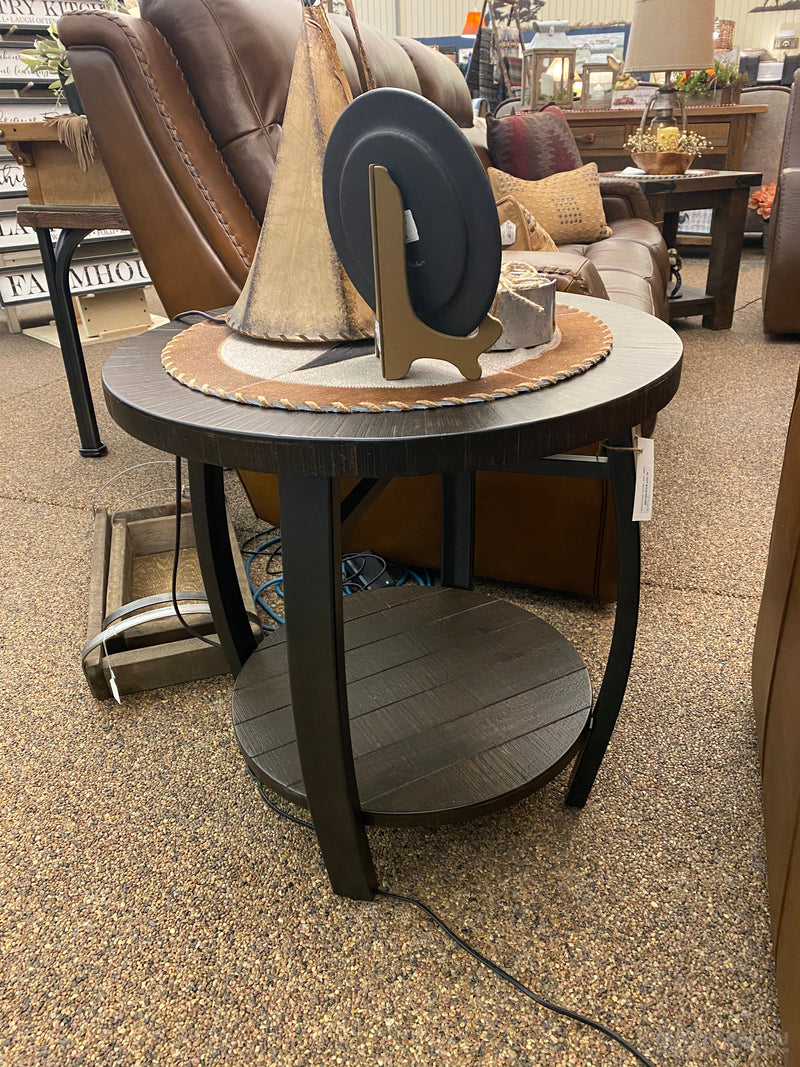 HOMESTEAD ROUND END TABLE-Rustic Ranch