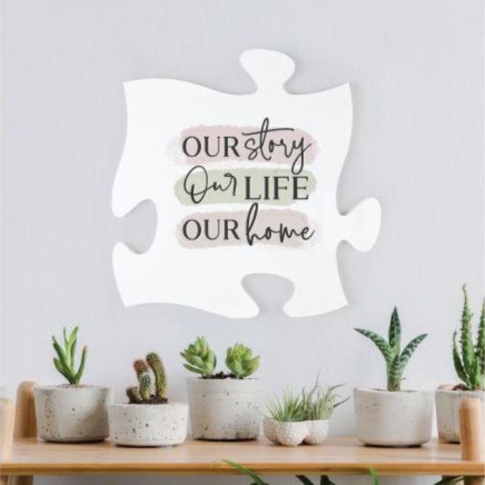 Our Story Puzzle Piece available at Rustic Ranch Furniture in Airdrie, Alberta