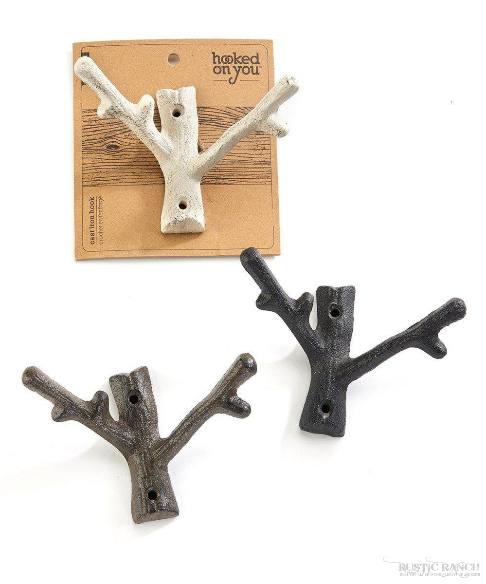 BRANCH CAST IRON HOOKS - THREE COLOURS – Rustic Ranch Furniture and Decor