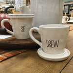 STEEP, SIP AND BREW TEA MUGS - 3 ASSORTED BY MUDPIE-Rustic Ranch