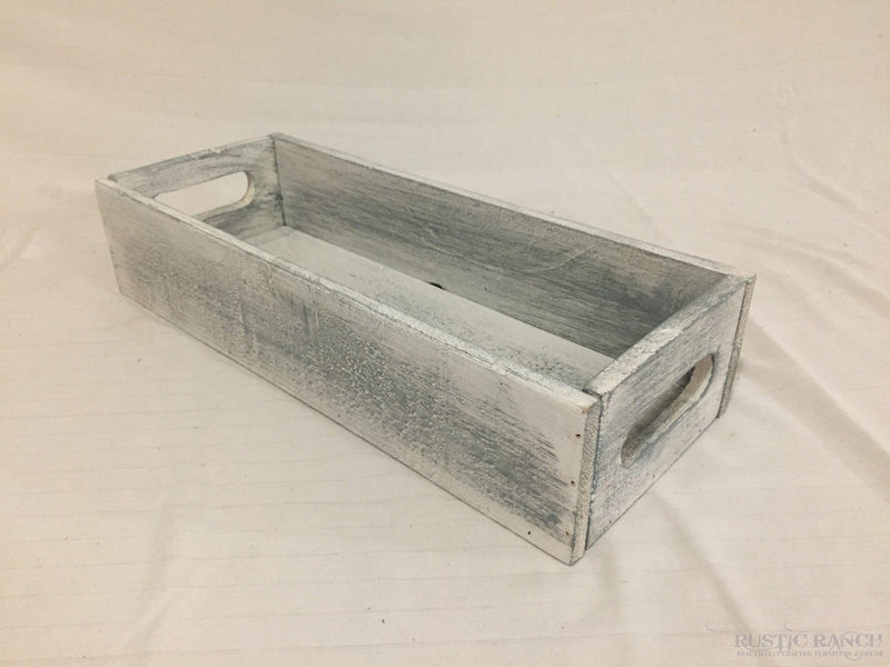 SM RECTANGLE PINE TRAY - WHITE-Rustic Ranch