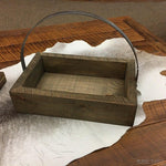 SMALL STAINED PINE TOTE TRAY WITH CURVED HANDLE-Rustic Ranch