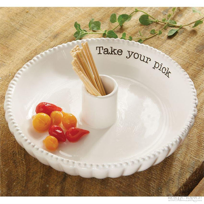 TAKE YOUR PICK TOOTHPICK DISH BY MUDPIE-Rustic Ranch