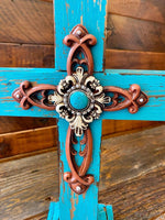 Standing Wood Turqoise Cross-Rustic Ranch