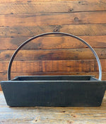 LARGE PINE TOTE TRAY WITH CURVED HANDLE - BLACK-Rustic Ranch