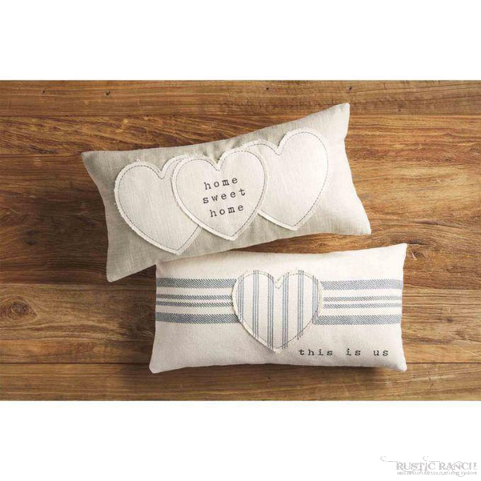 Heart Applique Pillows by Mudpie - Two Styles-Rustic Ranch