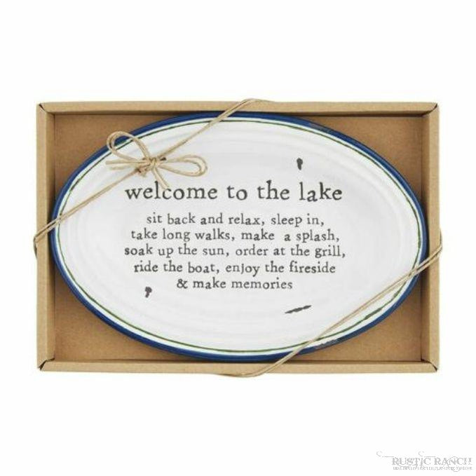 Welcome to the Lake Plate by Mud Pie-Rustic Ranch