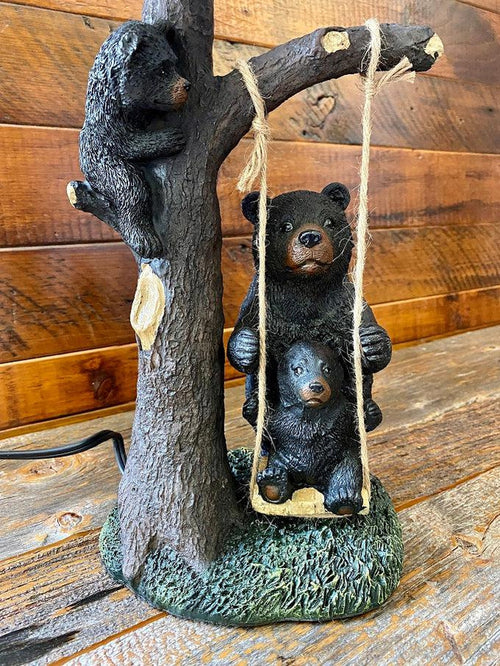 Bears on a Swing Lamp and Shade-Rustic Ranch