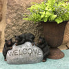 3 BLACK BEARS ON WELCOME ROCK-Rustic Ranch