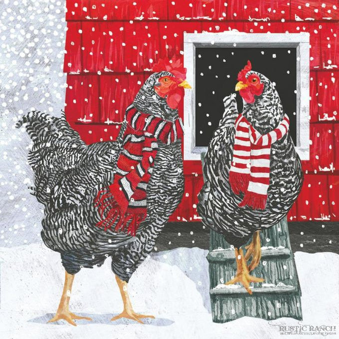 Holiday Hens Beverage Napkins available at Rustic Ranch Furniture in Airdrie, Alberta
