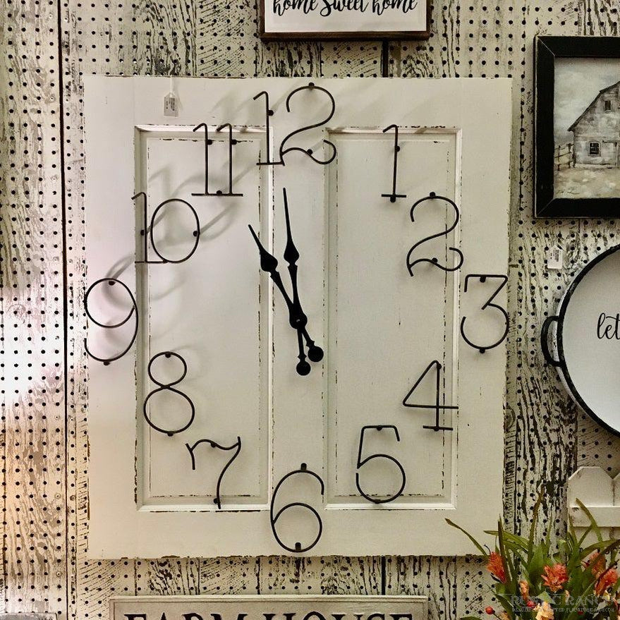DOOR FRAME CLOCK WITH WIRE NUMBERS-Rustic Ranch