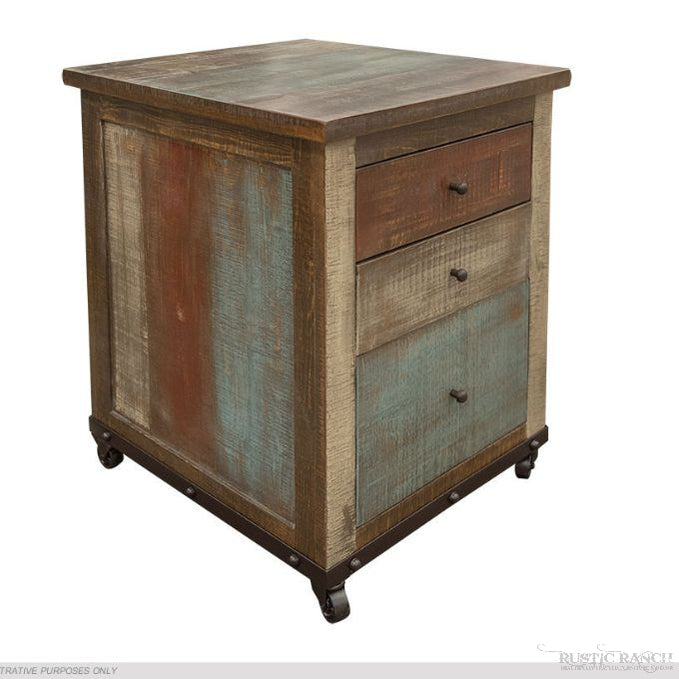 Antique Multi Colour Three Drawer File Cabinet available at Rustic Ranch Furniture in Airdrie, Alberta