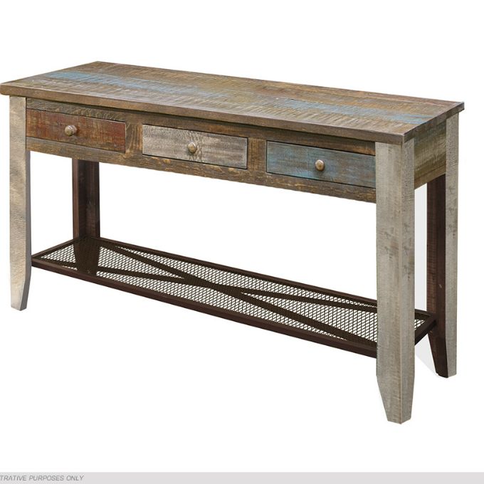 Antique Multi Colour Narrow Drawer Sofa Table available at Rustic Ranch Furniture in Airdrie, Alberta.